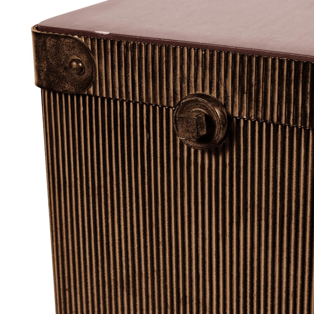 Hunter Corrugated Antique Gold Storage Trunk Accent Table by Libra Designs | Style Our Home
