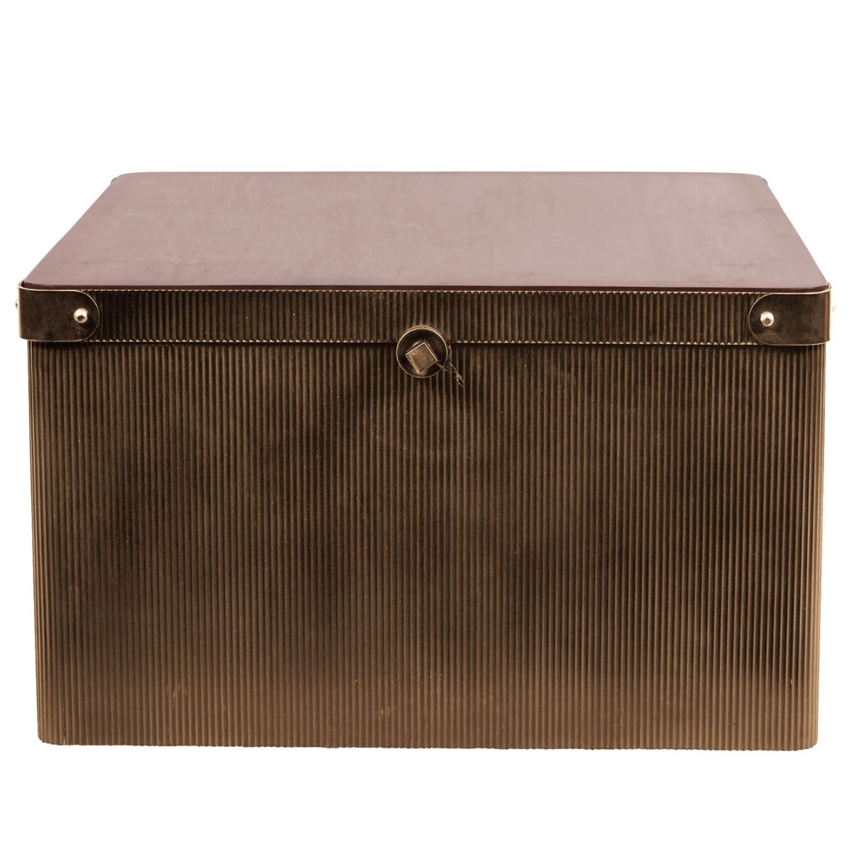Hunter Corrugated Antique Gold Storage Trunk Coffee Table by Libra Designs | Style Our Home
