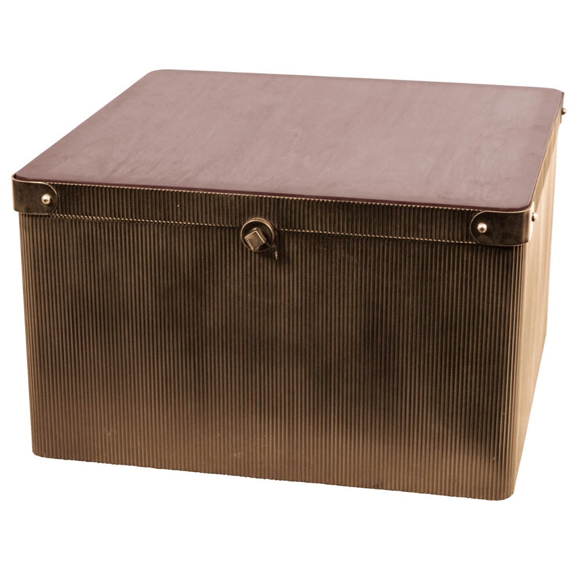 Hunter Corrugated Antique Gold Storage Trunk Coffee Table by Libra Designs | Style Our Home
