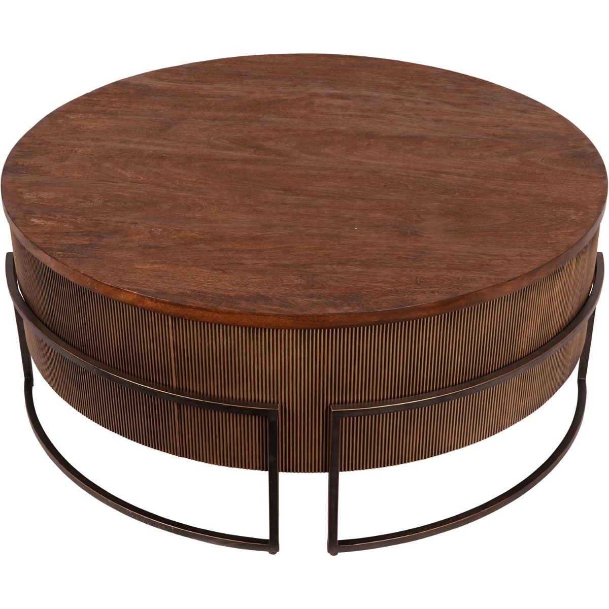 Hunter Corrugated Antique Gold Accent Table by Libra Designs | Style Our Home
