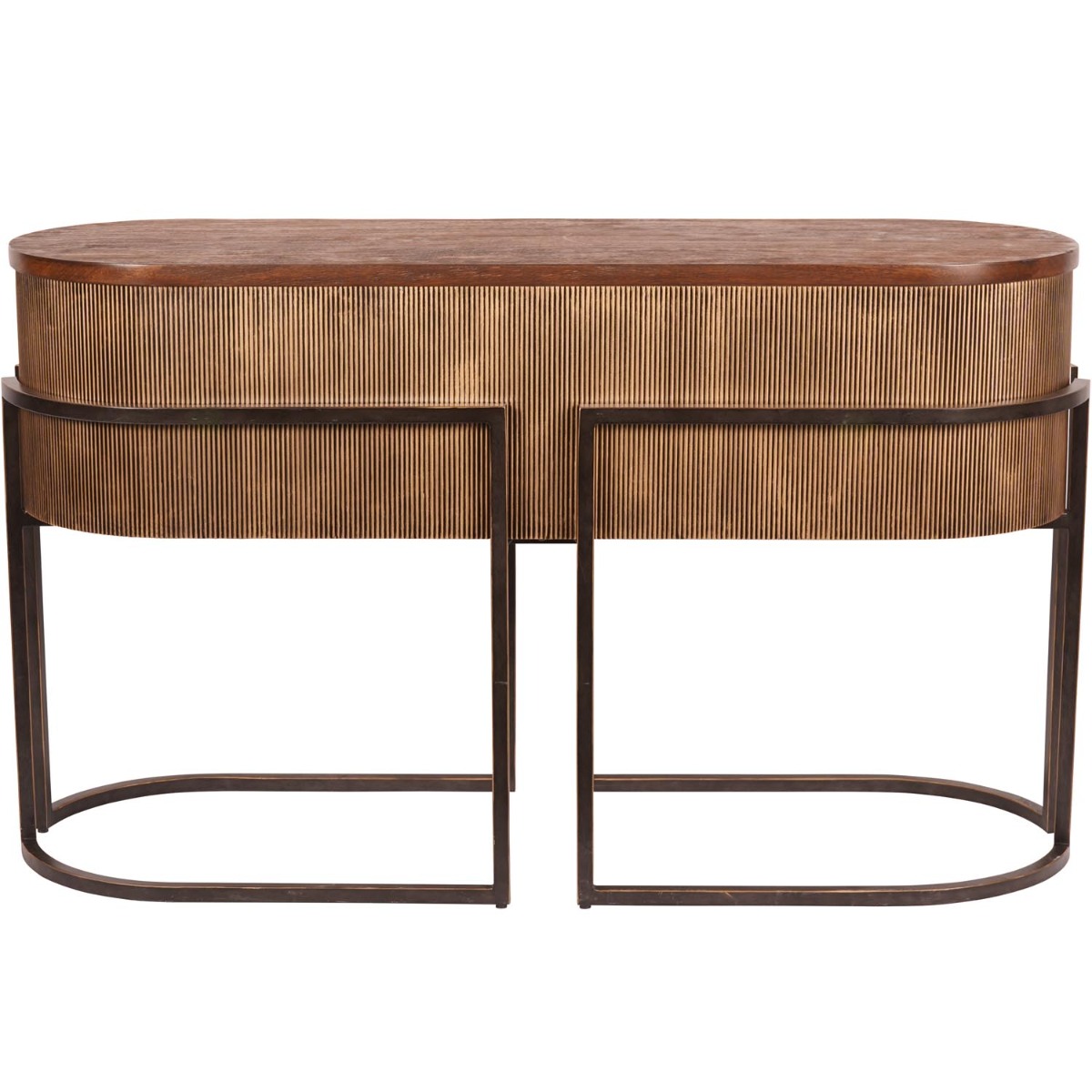 Hunter Corrugated Antique Gold Console Table by Libra Designs | Style Our Home

