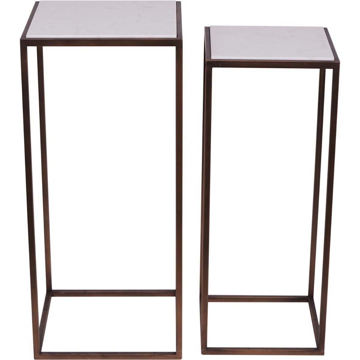 Hylas Antique Copper Frame Ceramic Set of Two Side Tables by Libra Designs | Style Our Home
