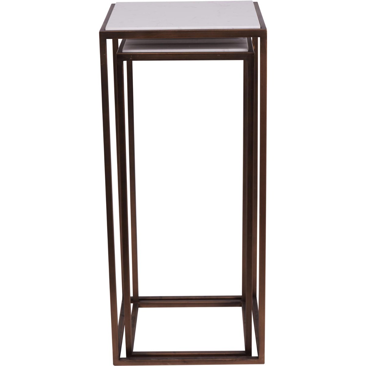 Hylas Antique Copper Frame Ceramic Set of Two Side Tables by Libra Designs | Style Our Home
