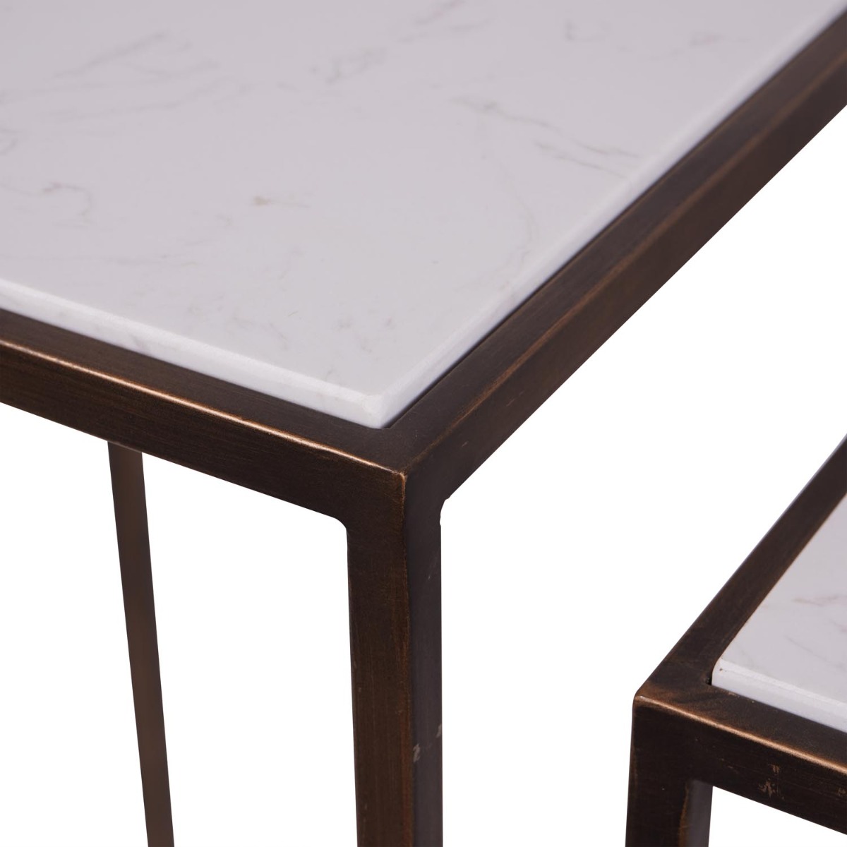 Hylas Antique Copper Frame Ceramic Set of Two Side Tables by Libra Designs | Style Our Home
