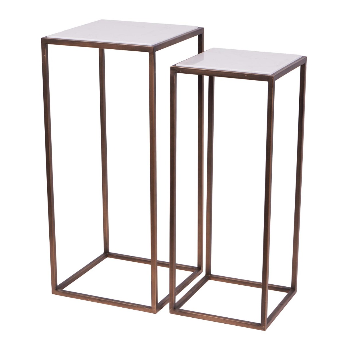 Hylas Antique Copper Frame Ceramic Set of Two Side Tables by Libra Designs | Style Our Home
