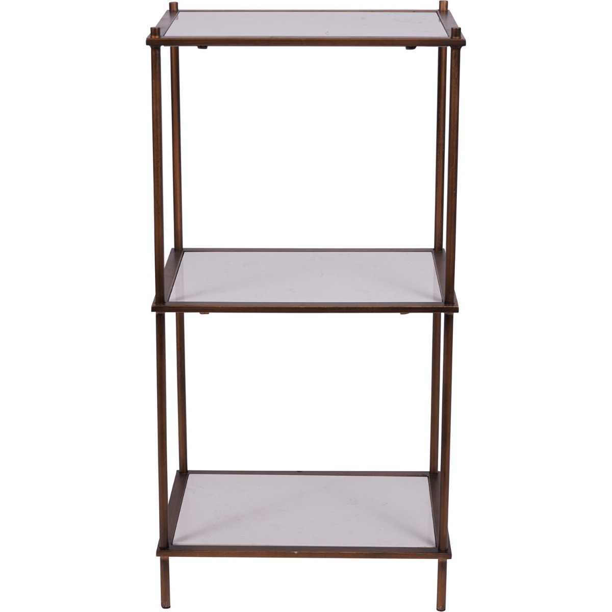 Hylas Antique Copper Frame Ceramic Three Tier Shelving Unit by Libra Designs | Style Our Home
