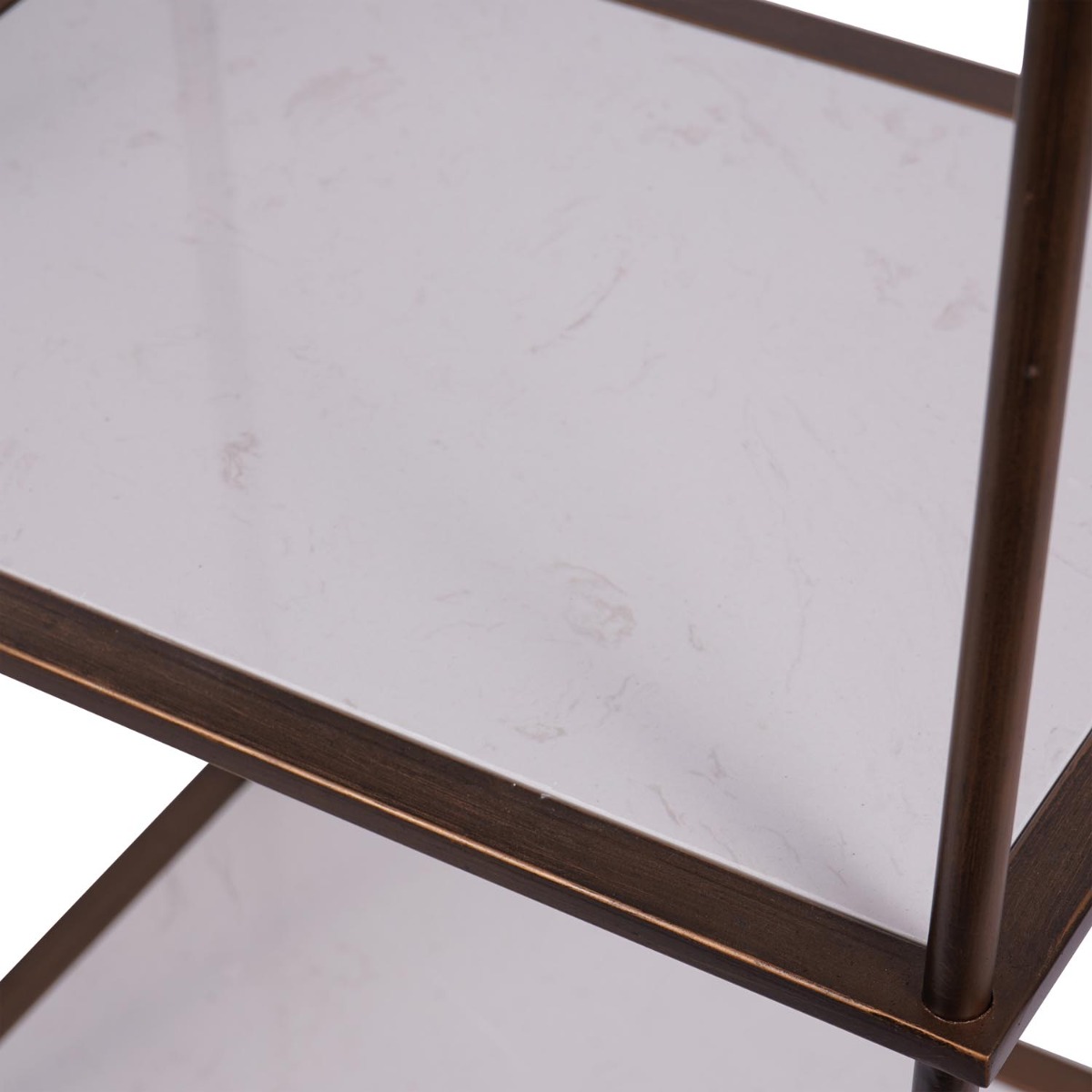 Hylas Antique Copper Frame Ceramic Three Tier Shelving Unit by Libra Designs | Style Our Home
