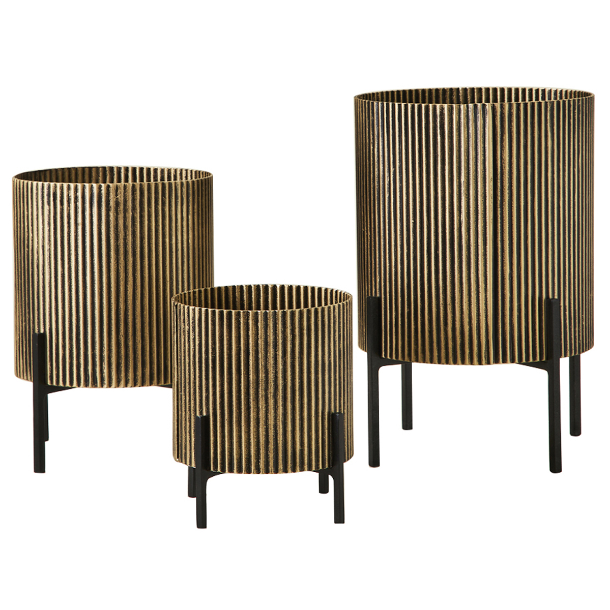 Belvedere Aged Gold Set of 3 Table Planters by Libra Designs | Style Our Home