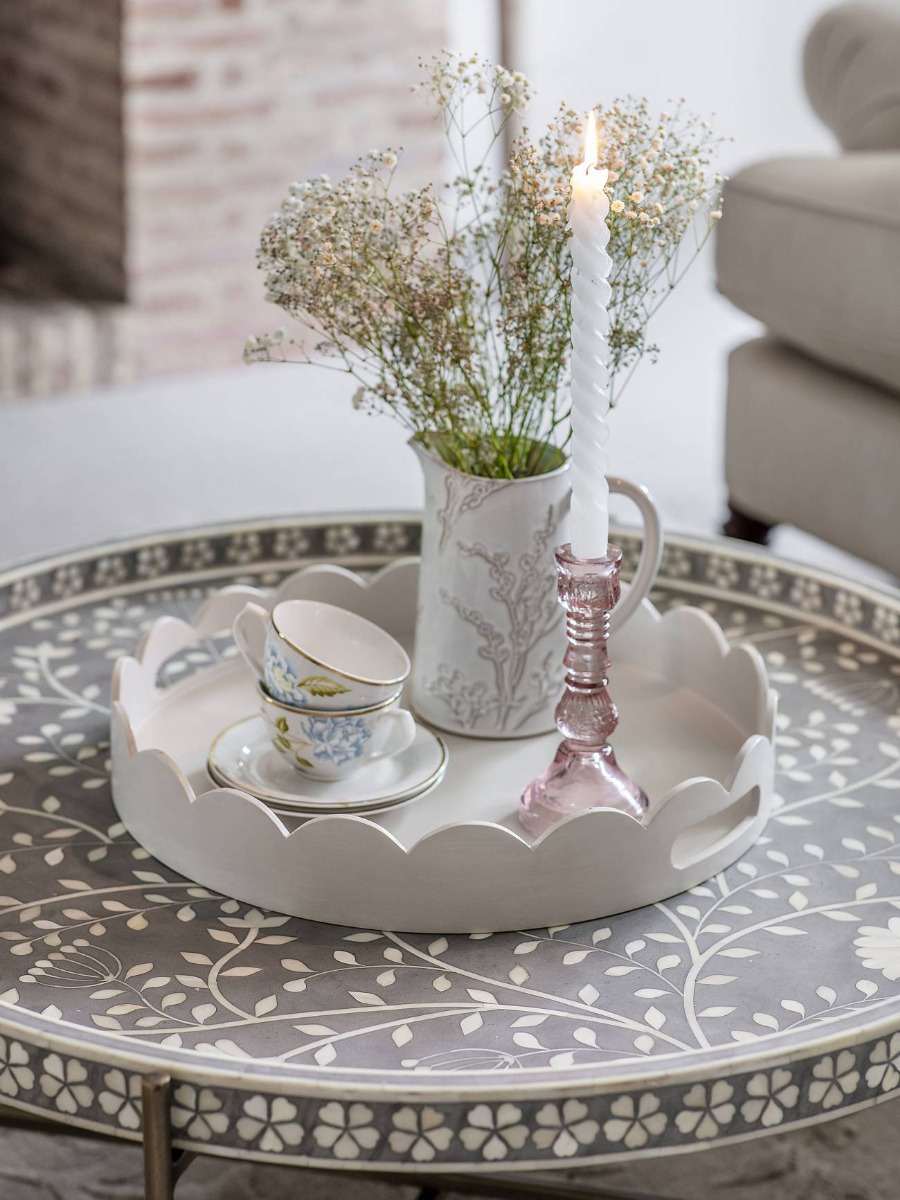 Laura Ashley Dove Grey Northall Circular Tray by Ora Designs | Style Our Home