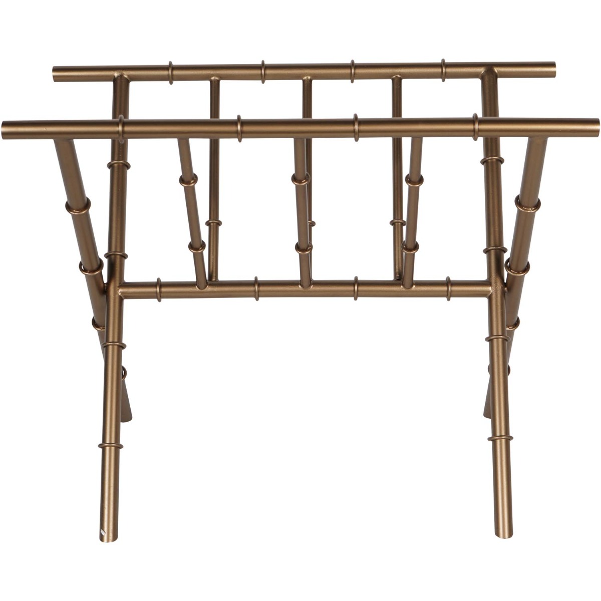 Laura Ashley Antique Brass Bamboo Finish Magazine Rack
