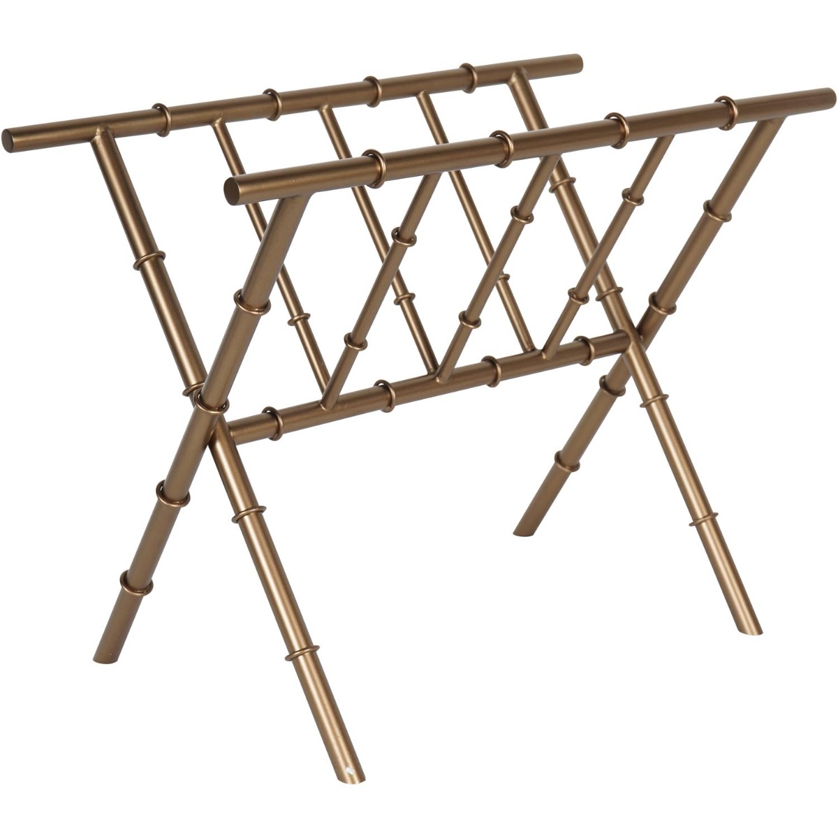 Laura Ashley Antique Brass Bamboo Finish Magazine Rack
