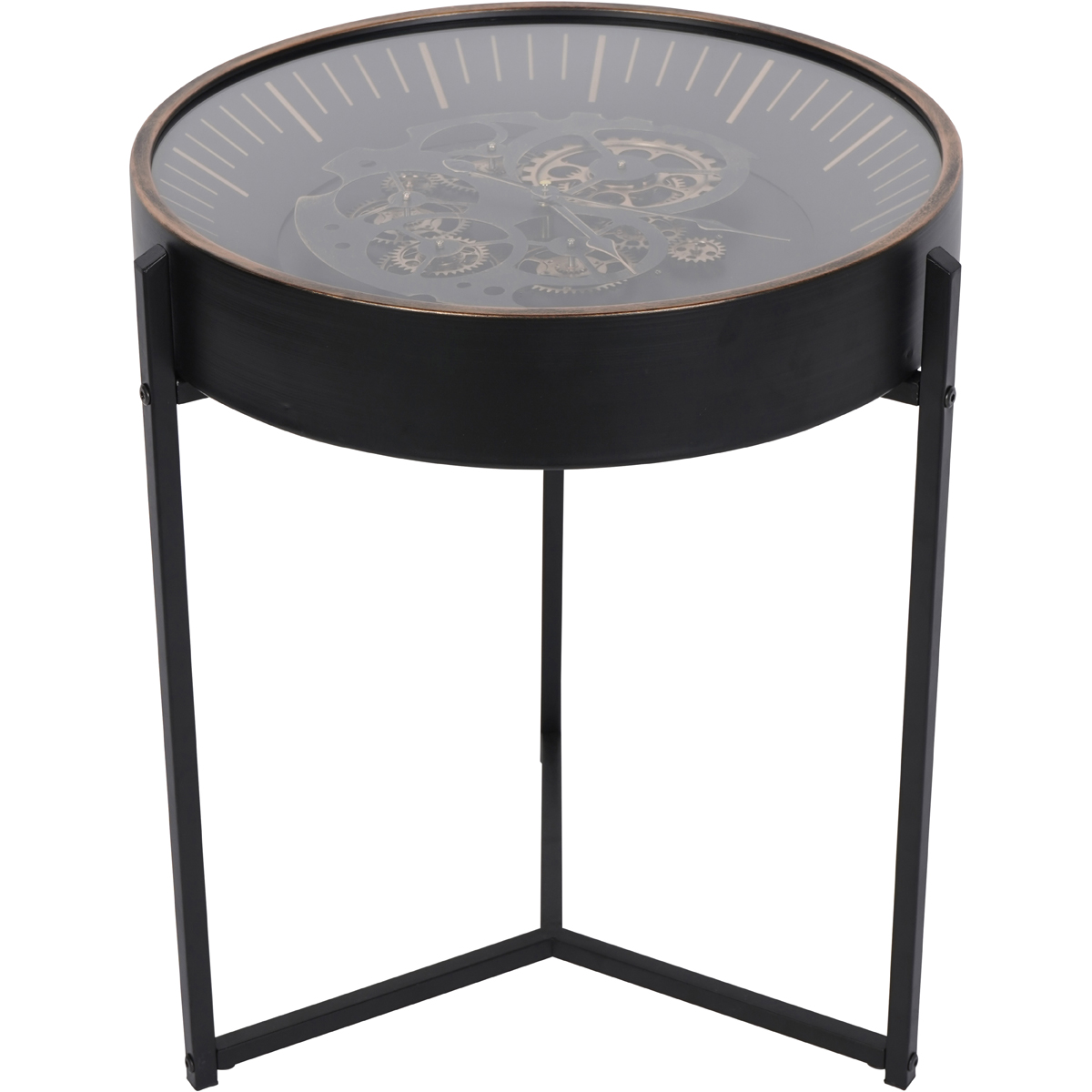 Palladium Side Table Clock with Moving Dials Black Gold by Libra Designs | Style Our Home