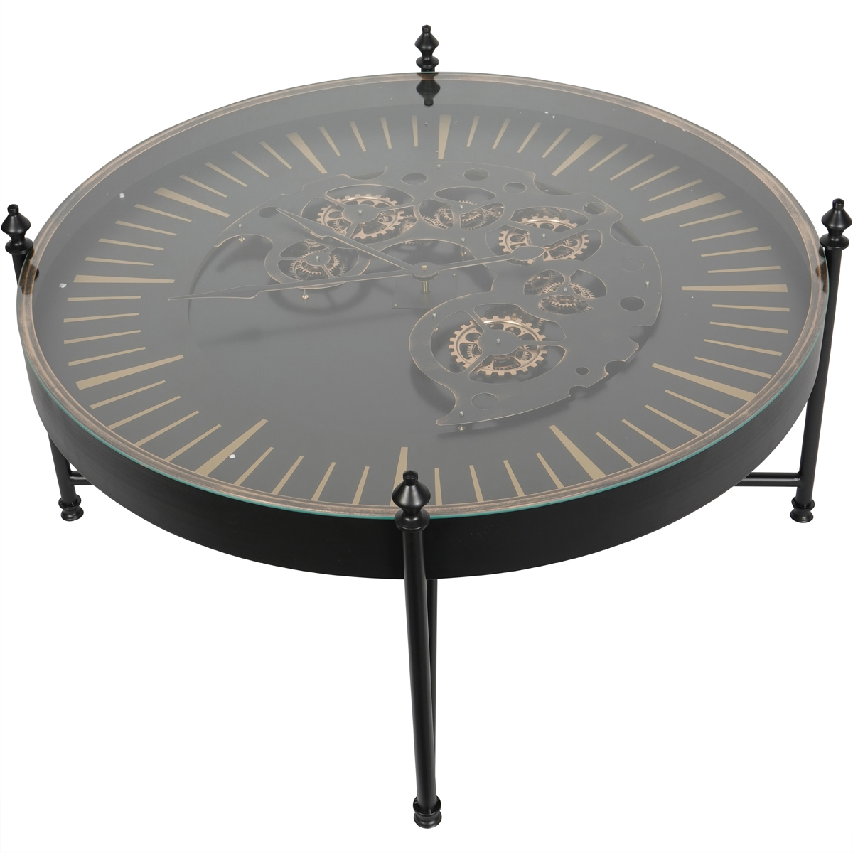 Palladium Coffee Clock Table with Moving Dials Black Gold by Libra Designs | Style Our Home