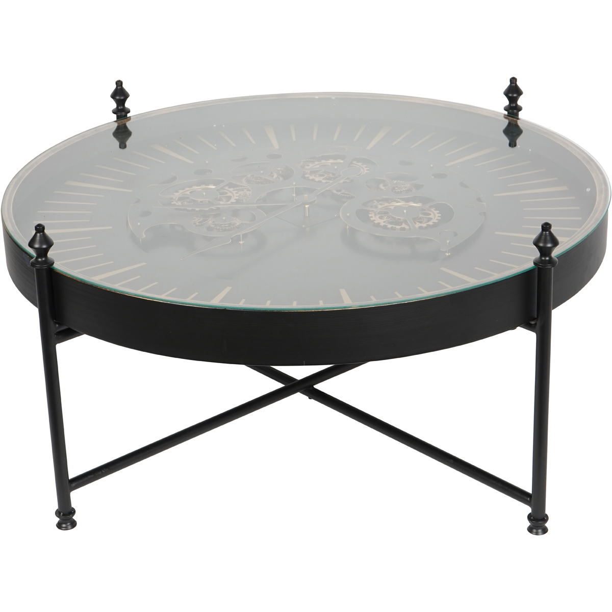 Palladium Coffee Clock Table with Moving Dials Black Gold by Libra Designs | Style Our Home