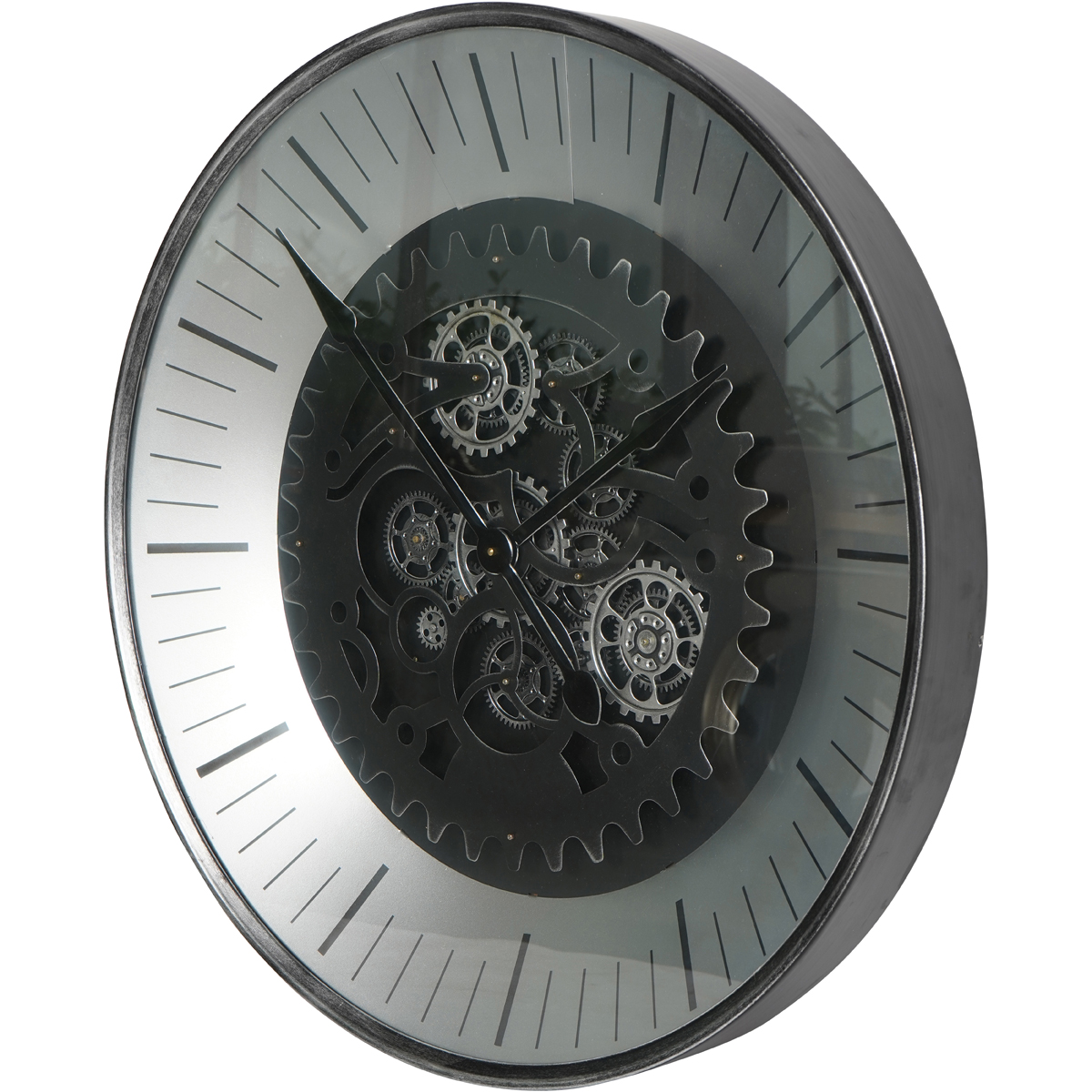 Palladium Wall Clock with moving Dials Black Nickel 80cm by Libra Designs | Style Our Home