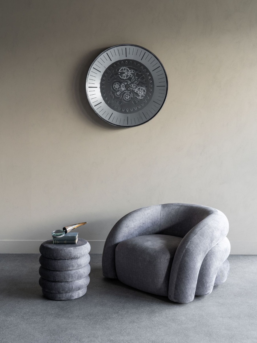 Palladium Wall Clock with moving Dials Black Nickel 80cm by Libra Designs | Style Our Home