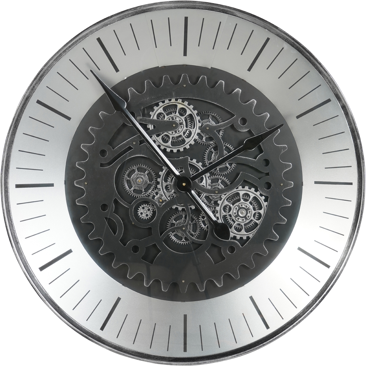 Palladium Wall Clock with moving Dials Black Nickel 80cm by Libra Designs | Style Our Home