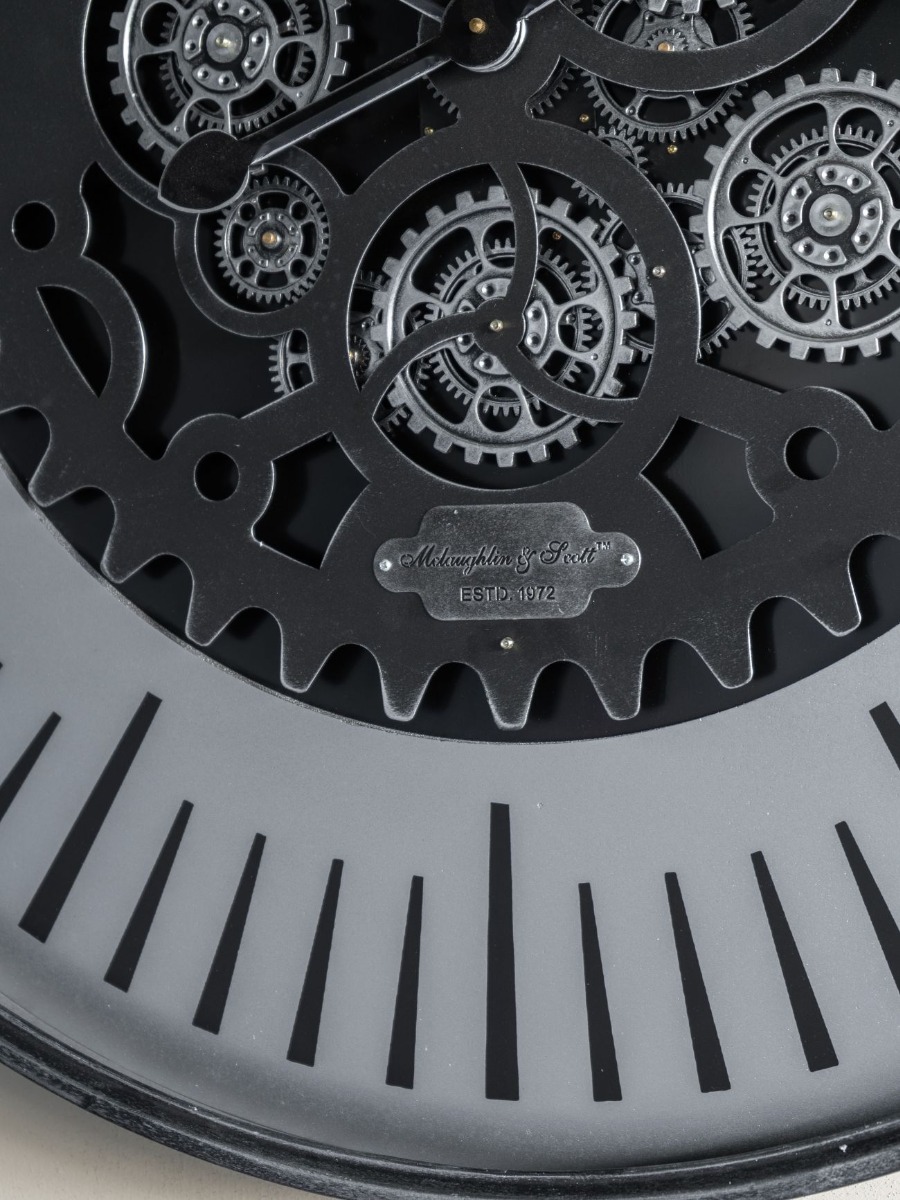 Palladium Wall Clock with moving Dials Black Nickel 100cm by Libra Designs | Style Our Home