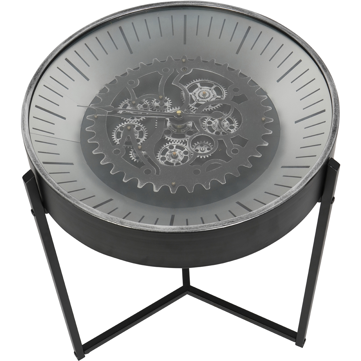 Palladium Side Table Clock with Moving Dials Black Nickel by Libra Designs | Style Our Home