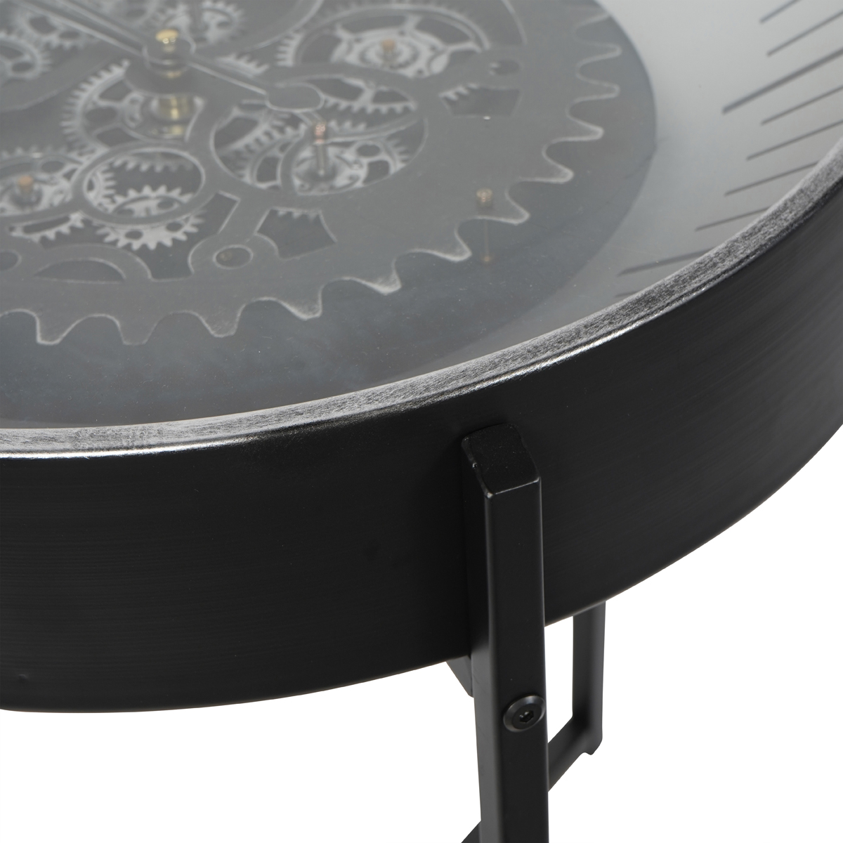Palladium Side Table Clock with Moving Dials Black Nickel by Libra Designs | Style Our Home