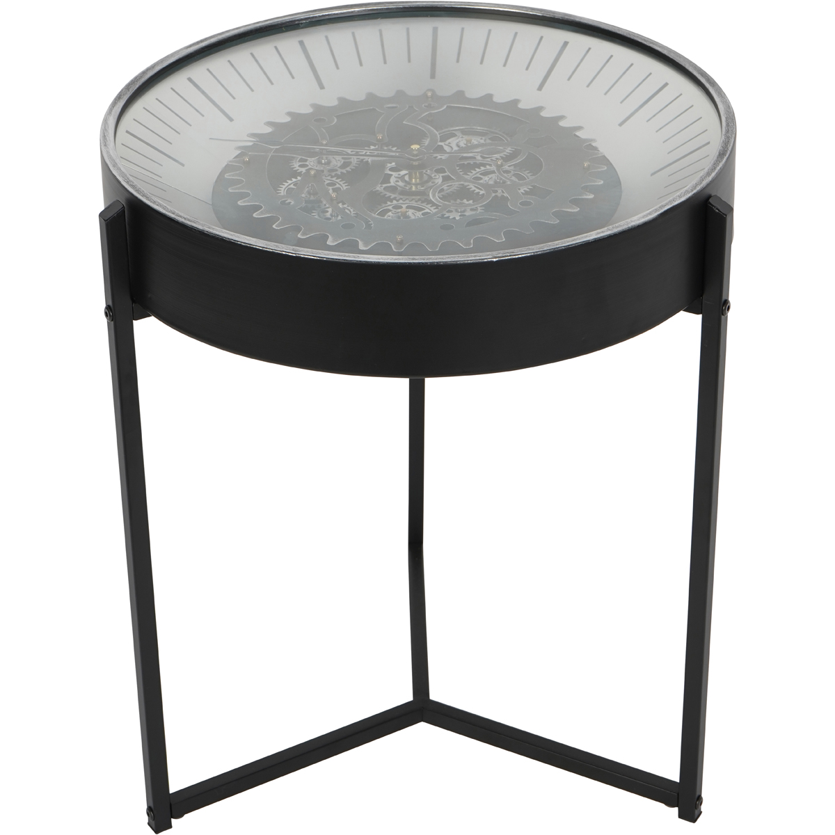 Palladium Side Table Clock with Moving Dials Black Nickel by Libra Designs | Style Our Home