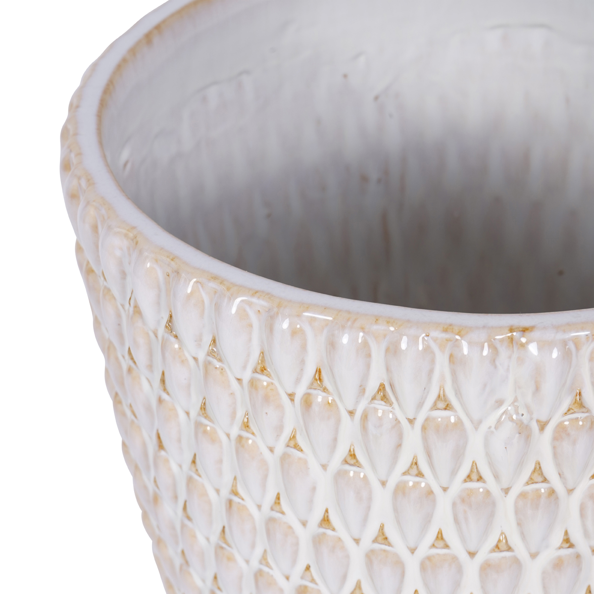 Mediterranean Reactive Glaze Ceramic Planter Cream by Libra Designs | Style Our Home