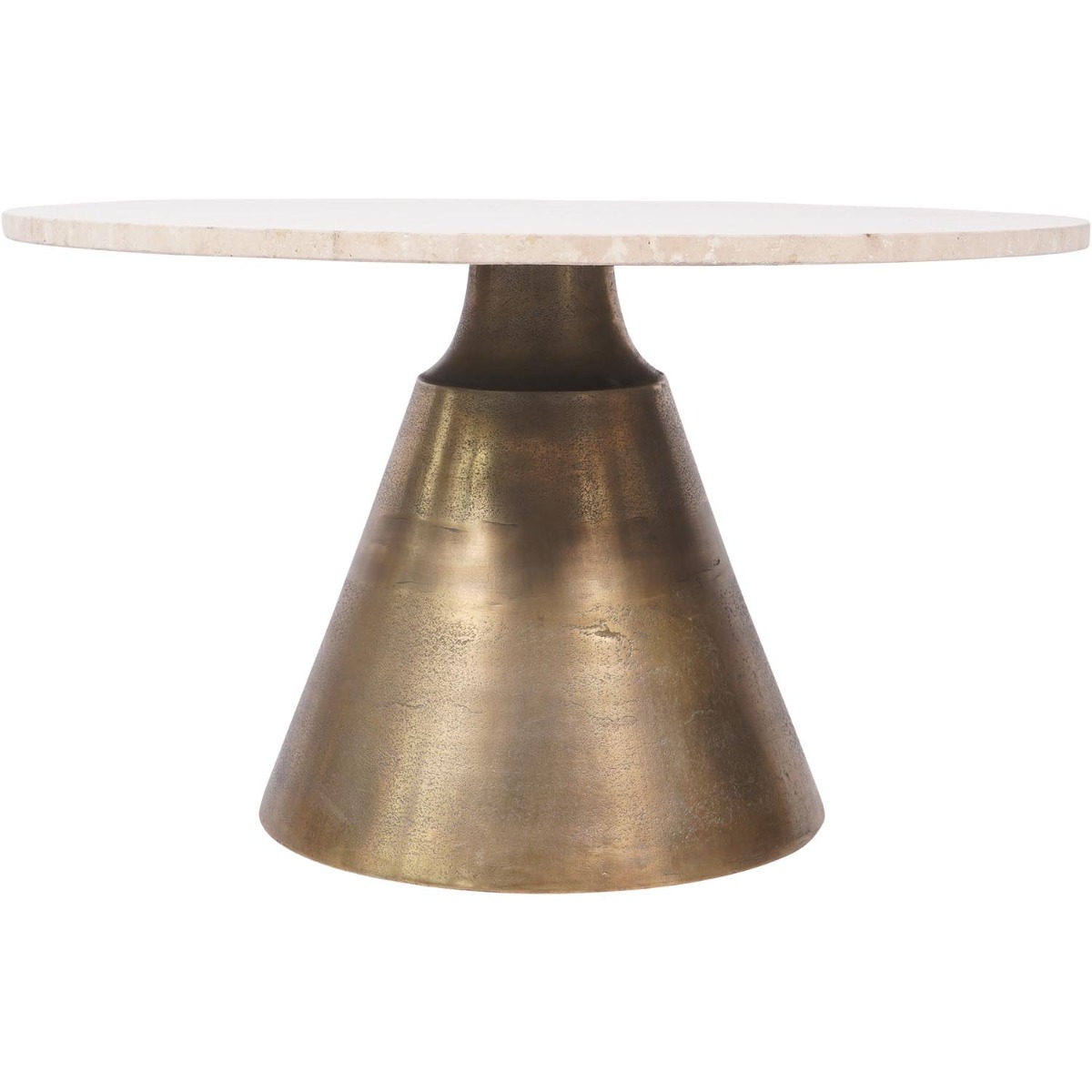 Clifton II Antique Brass and Light Travertine Coffee Table Large 75cm
