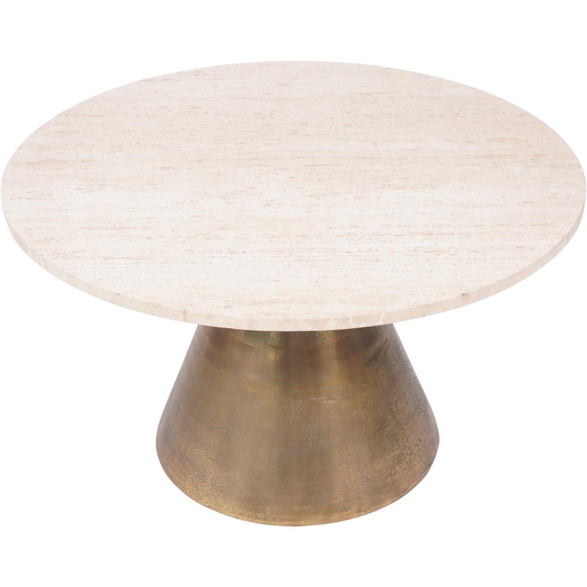 Clifton II Antique Brass and Light Travertine Coffee Table Large 75cm
