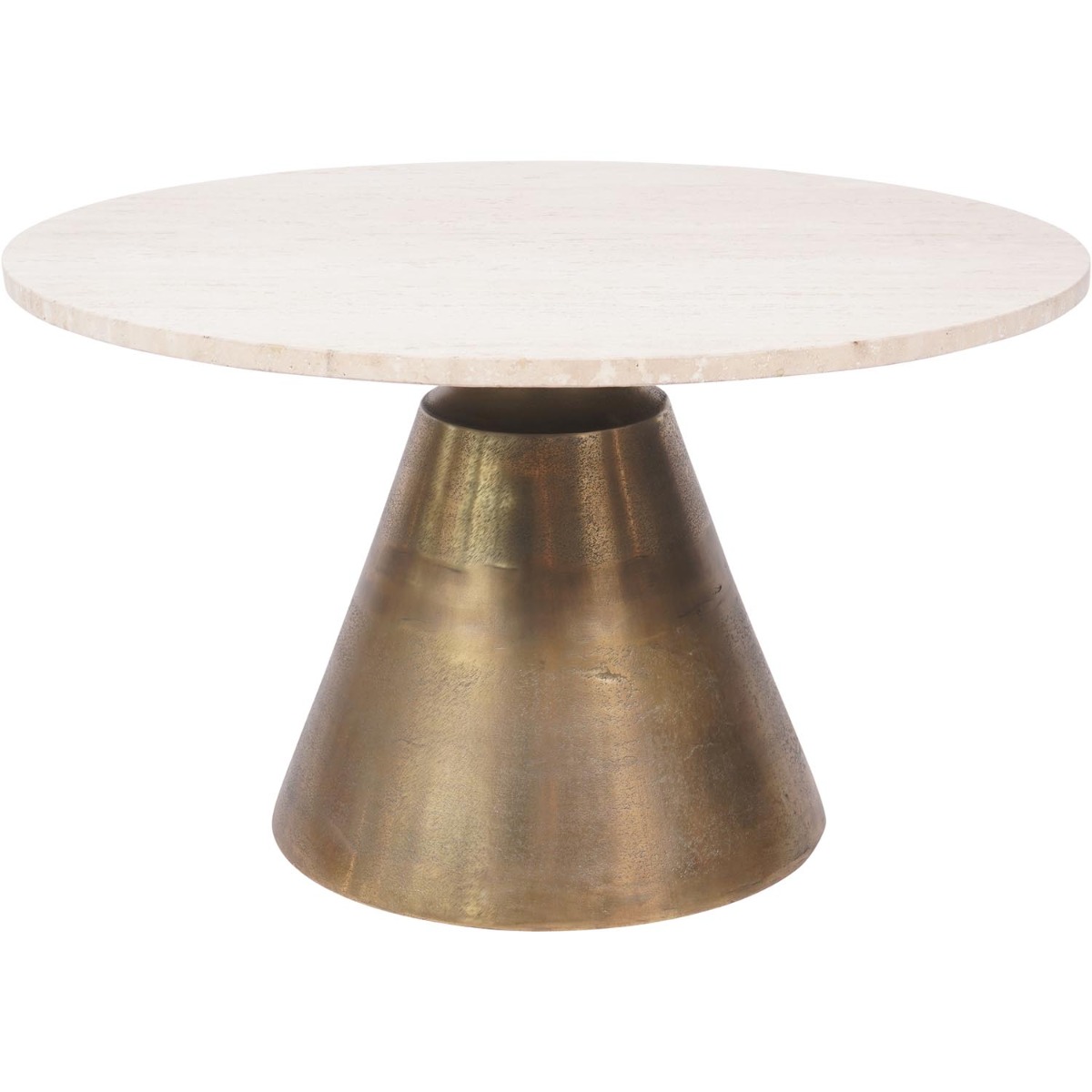 Clifton II Antique Brass and Light Travertine Coffee Table Large 75cm
