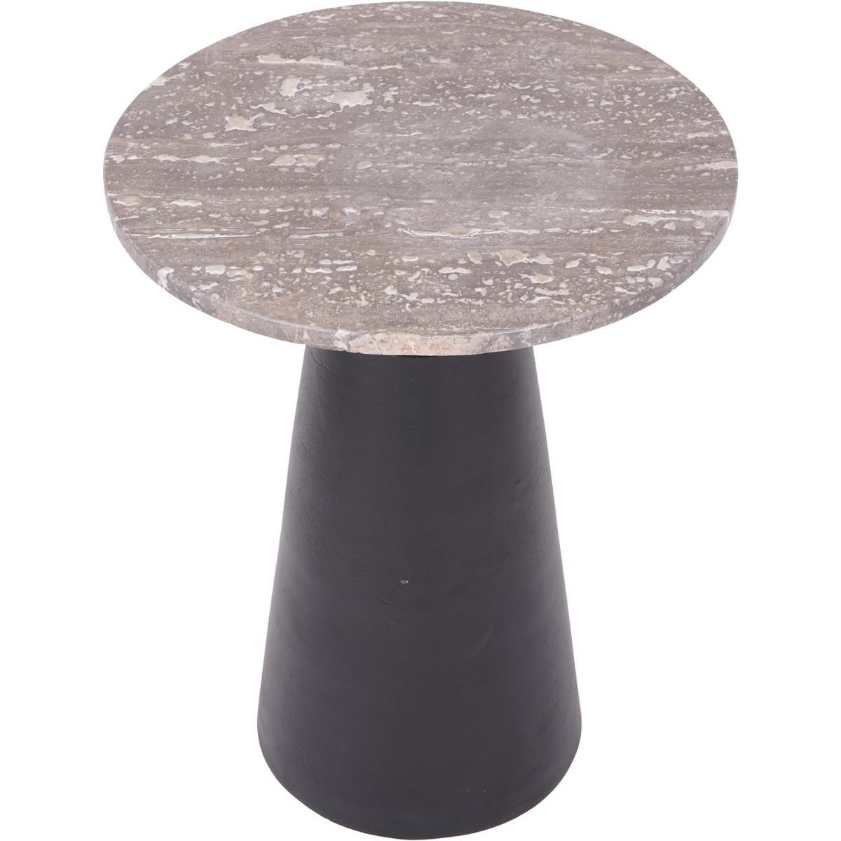 Clifton II Charcoal Black and Dark Travertine Side Table 40cm
