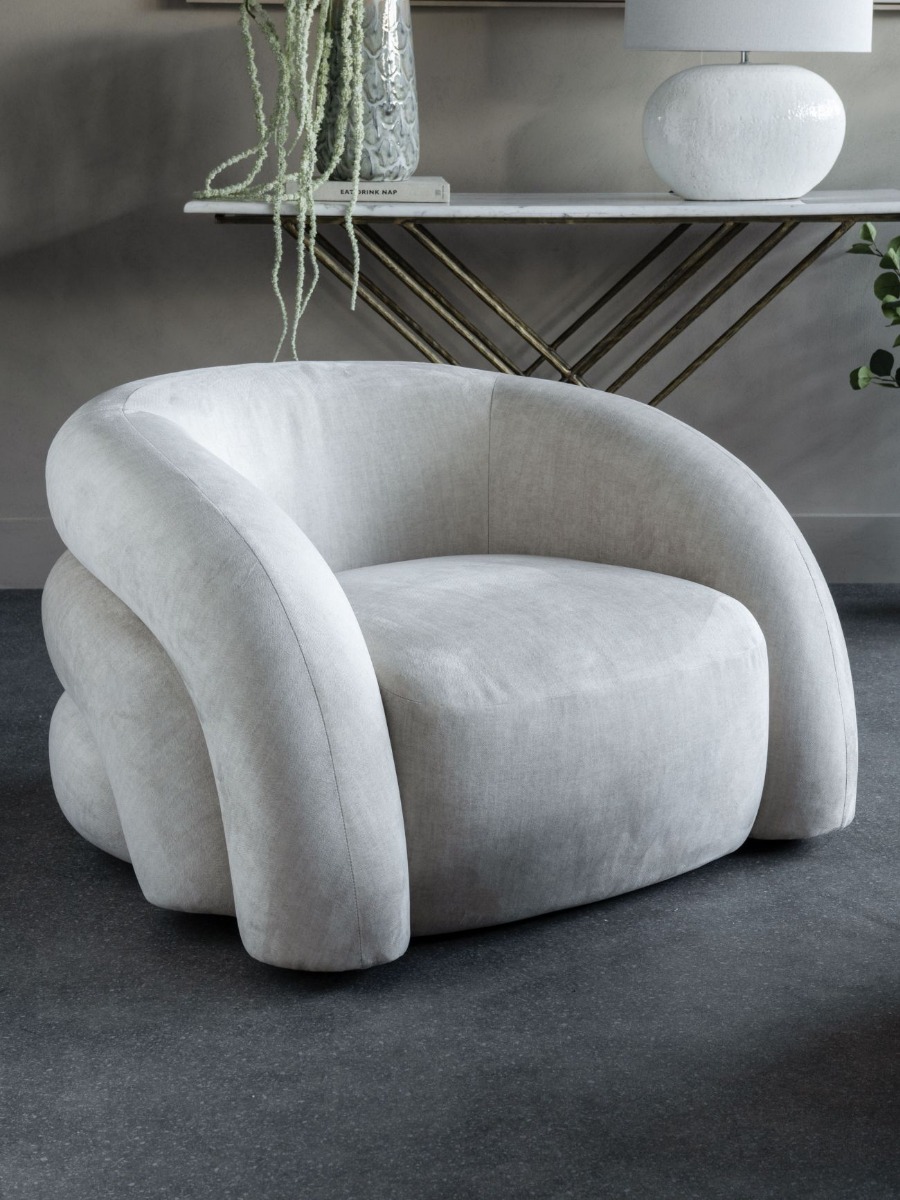 Casa Upholstered Curved Snug Chair Cream by Libra Designs | Style Our Home