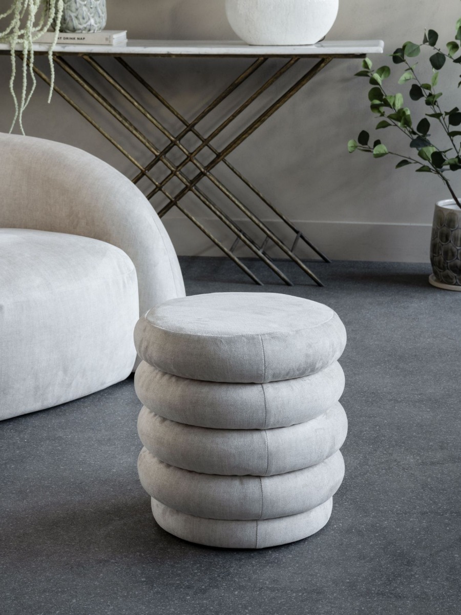 Casa Upholstered Stool with Fabric Base Cream by Libra Designs | Style Our Home