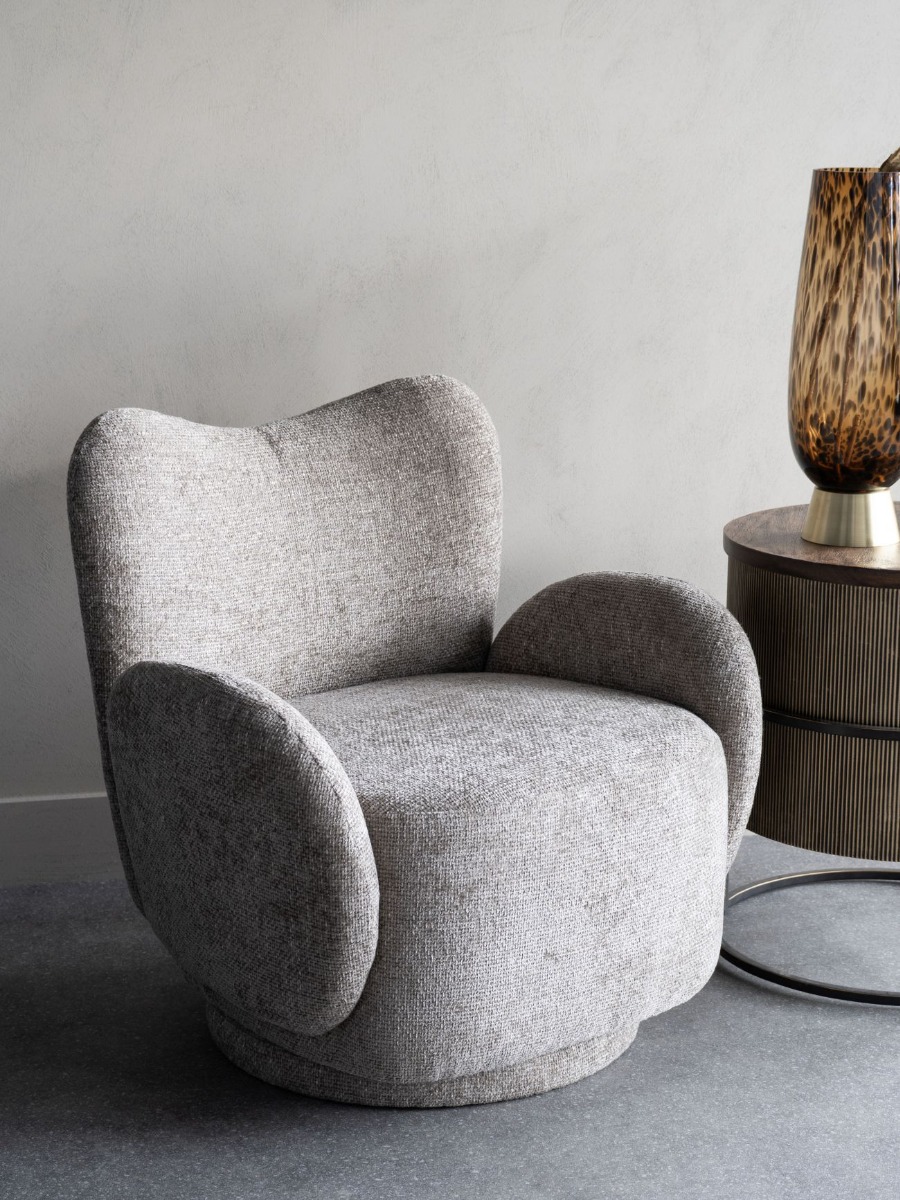 Bingham Upholstered Swivel Chair Mink by Libra Designs | Style Our Home