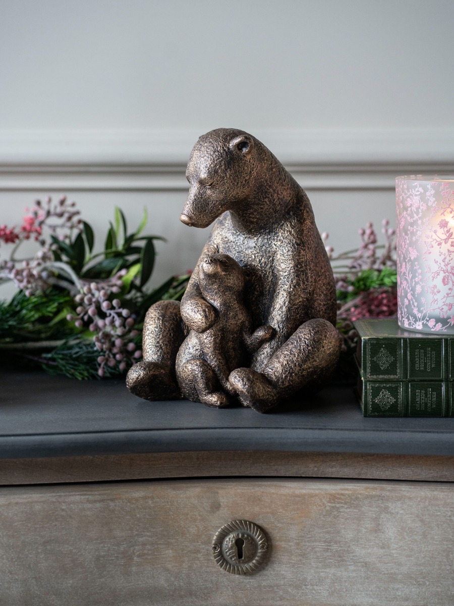 Laura Ashley Bronze Bear with Cub Sculpture by Ora Designs | Style Our Home