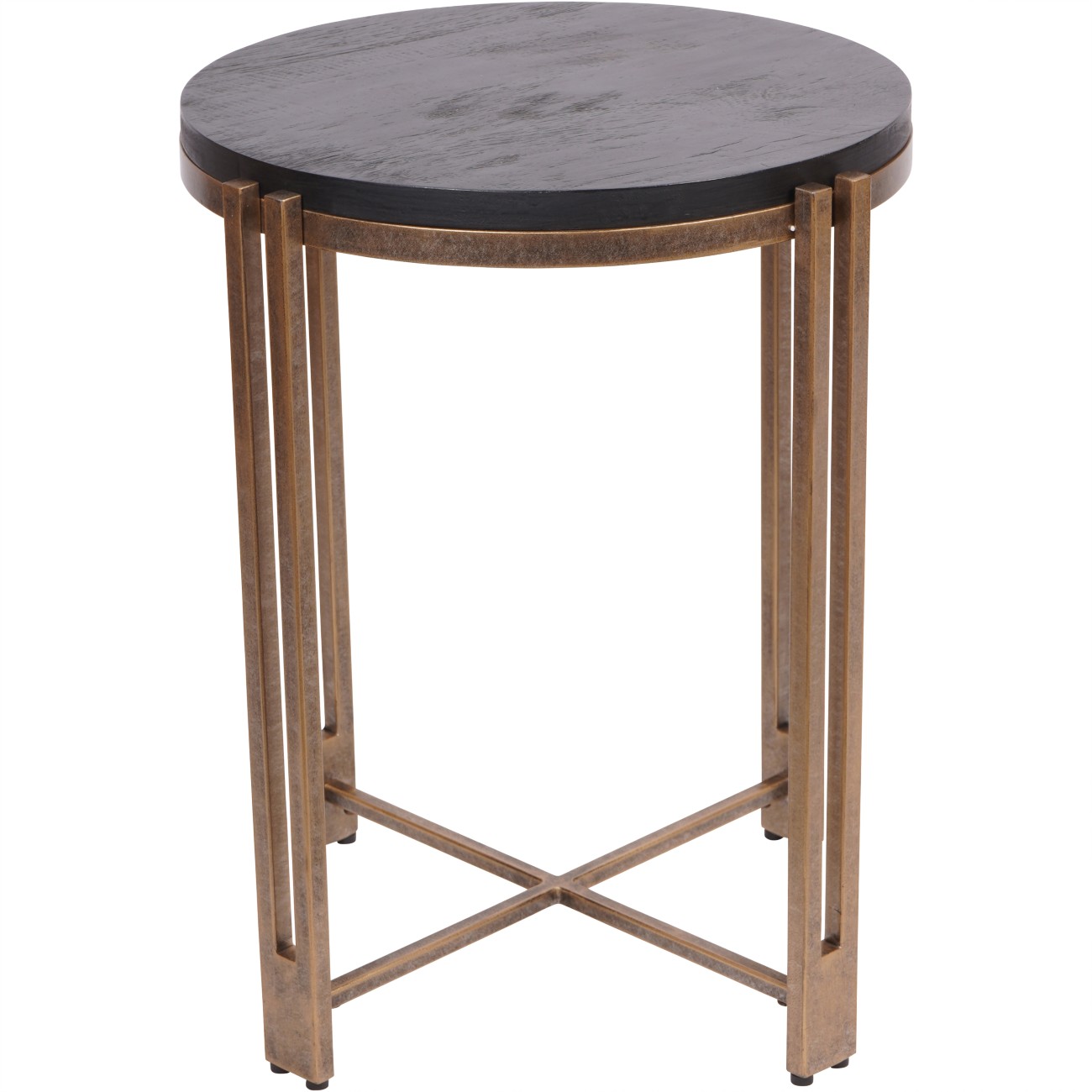 Dalas Black Sandblasted Wood and Champagne Frame Side Table by Ora Designs | Style Our Home