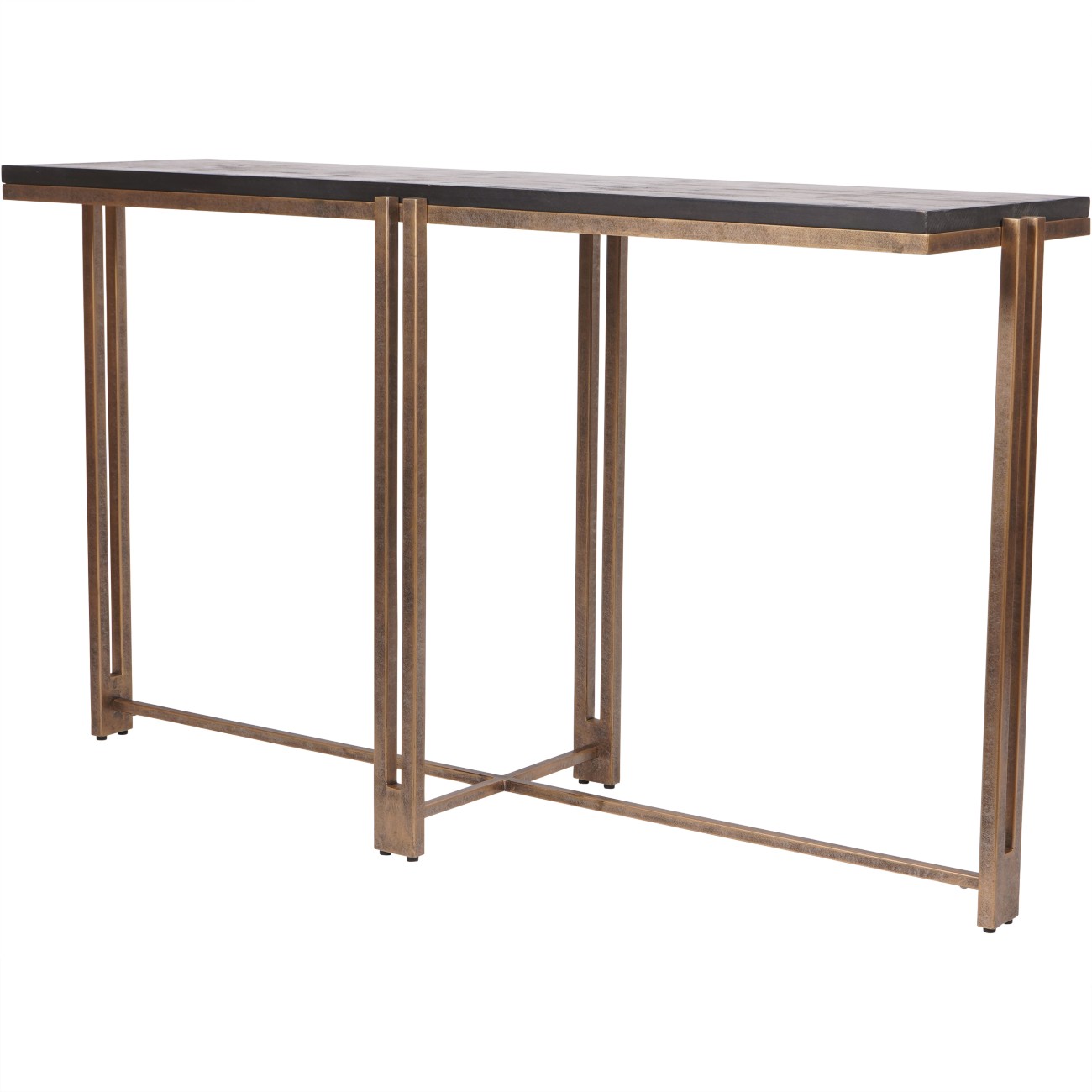 Dalas Black Sandblasted Wood and Champagne Frame Console Table by Ora Designs | Style Our Home