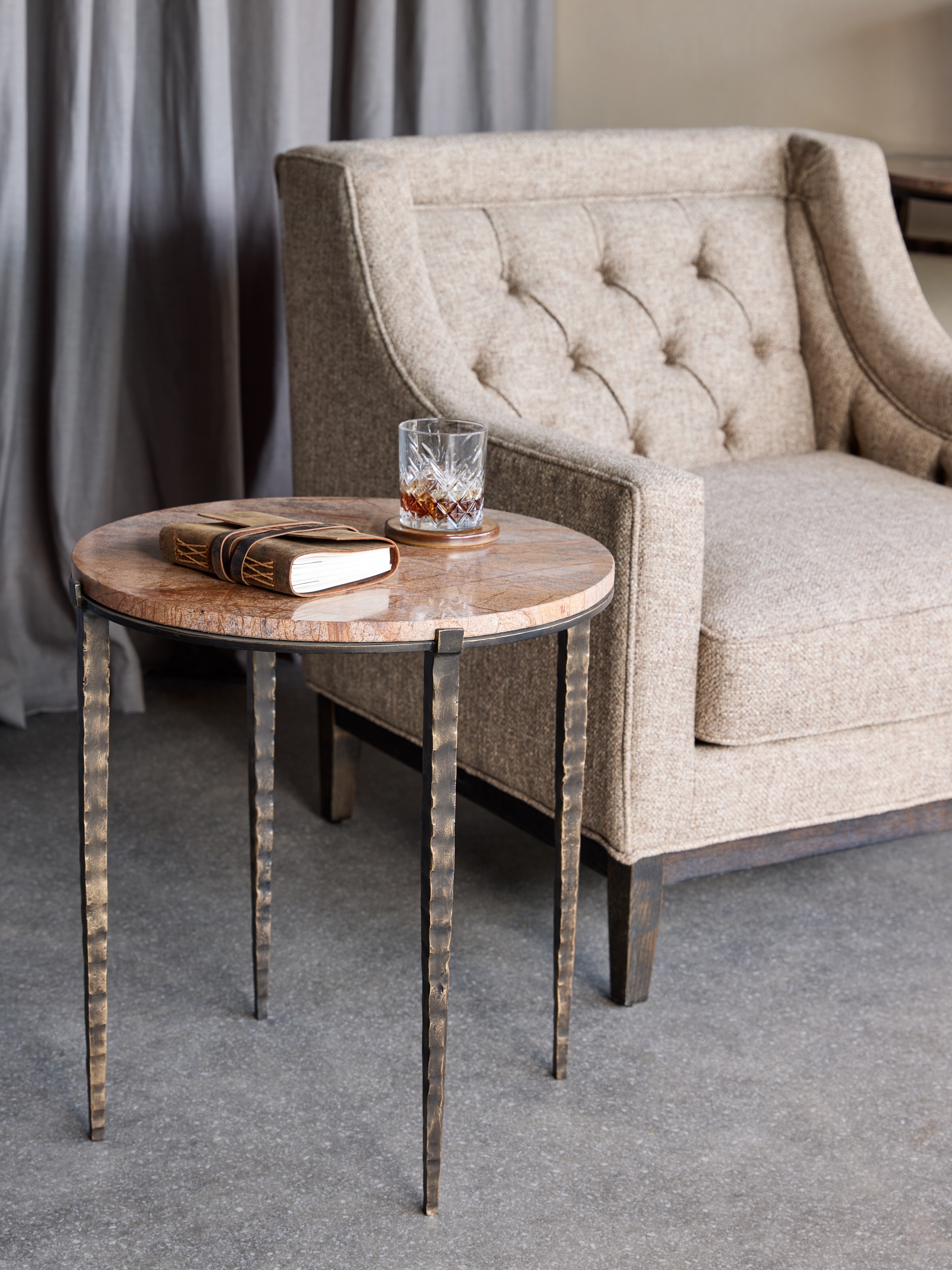 Leo Forest Brown Marble Side Table