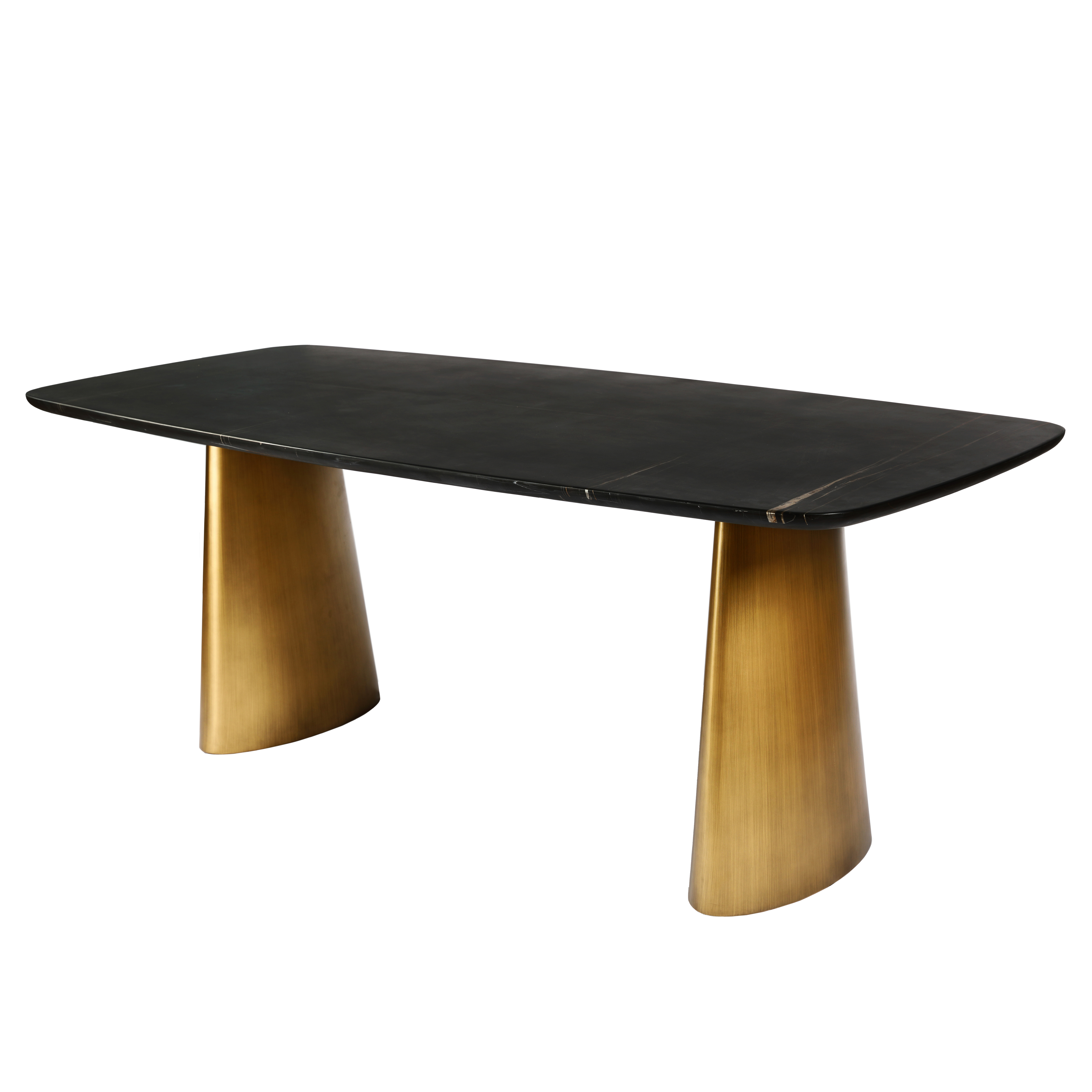 Caldera Solid Black Marble Dining Table on Brass Legs 200x90cm by Ora Designs | Style Our Home