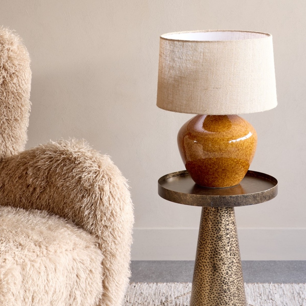 Aubrey Terracotta Ceramic Lamp With Hessian Shade Large E27 60W by Ora Designs | Style Our Home