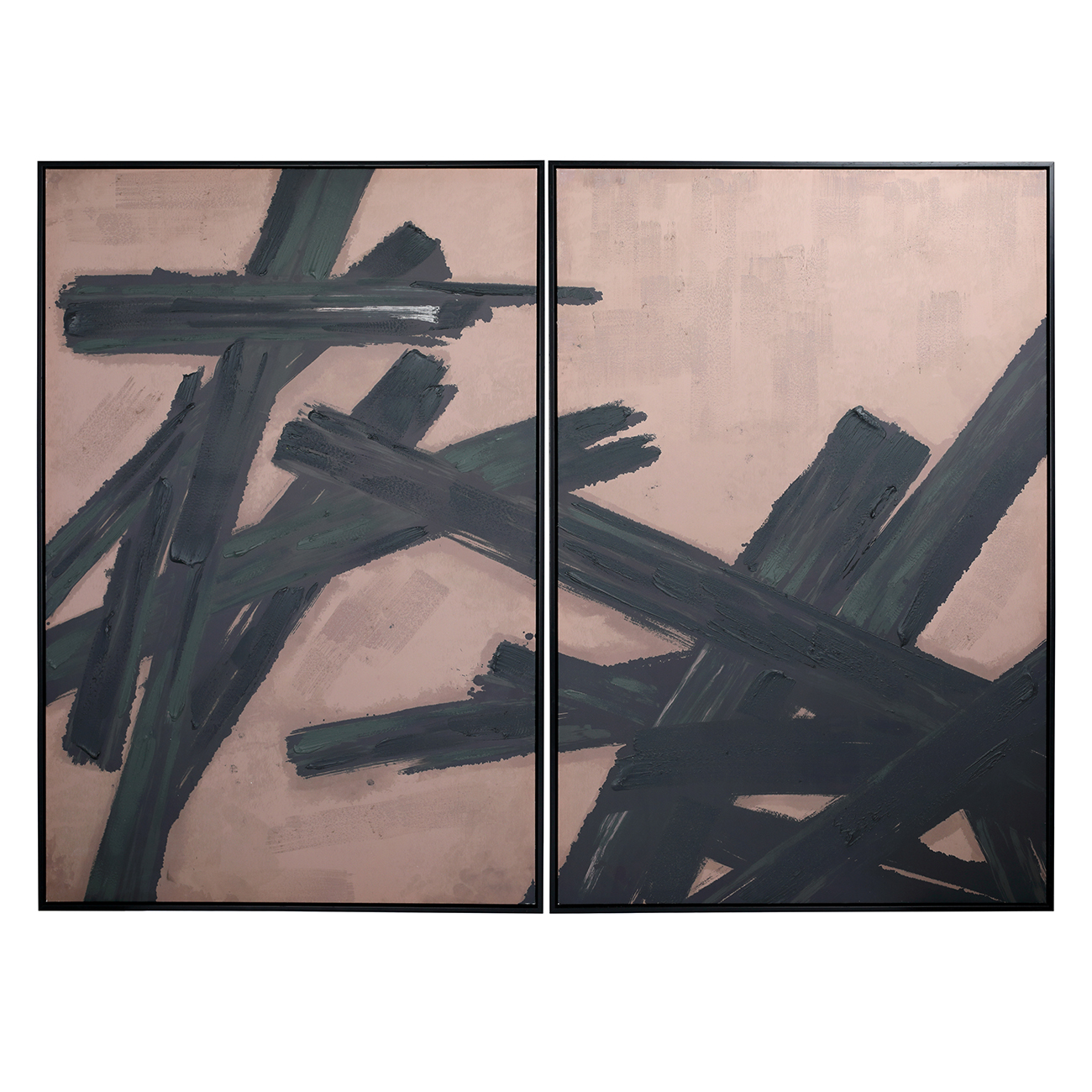 Hand Brushstrokes Taupe Set of 2 Framed Canvas Wall Art 160x120cm by Ora Designs | Style Our Home