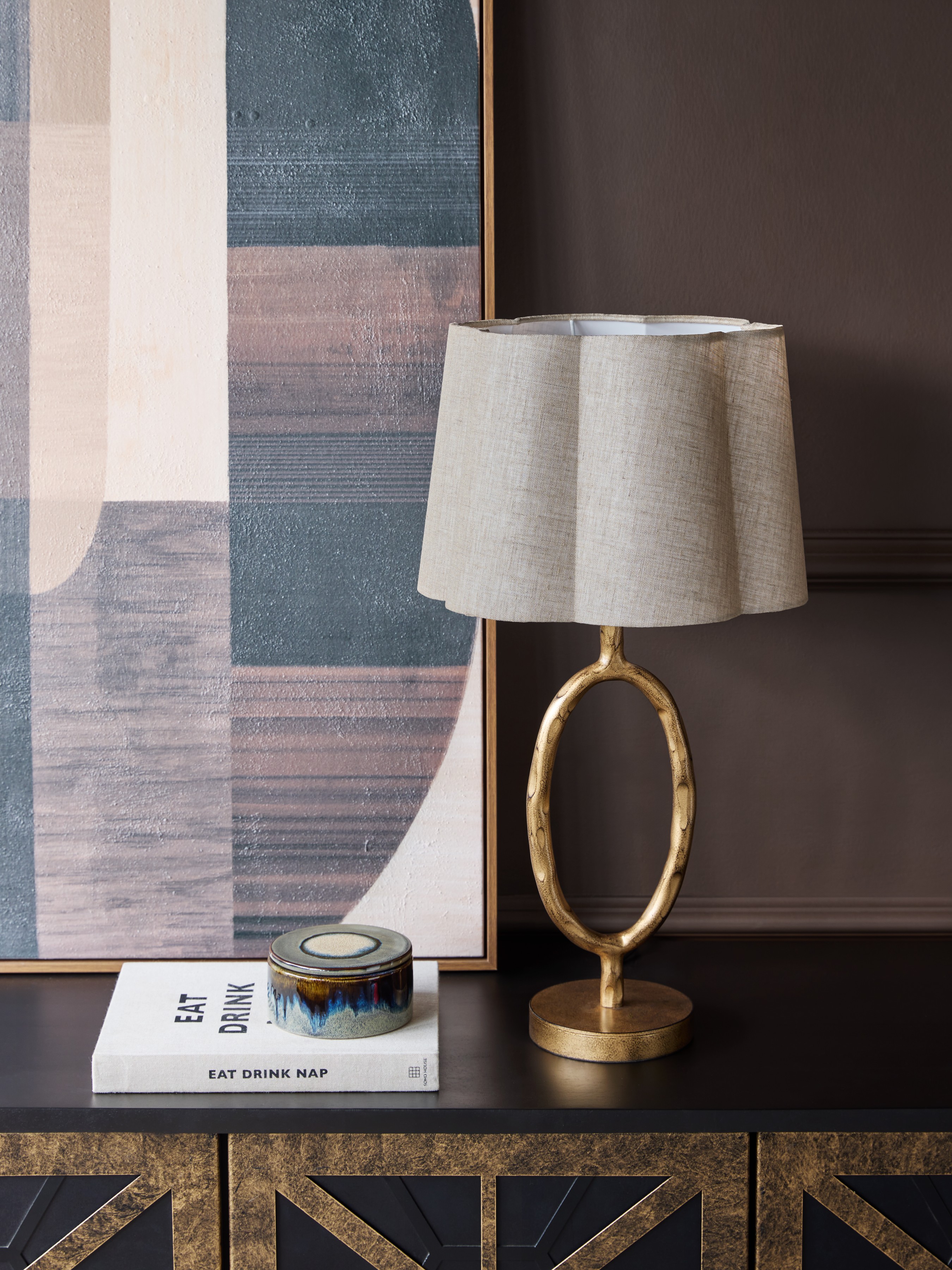 Ronde Table Lamp with Linen Shade