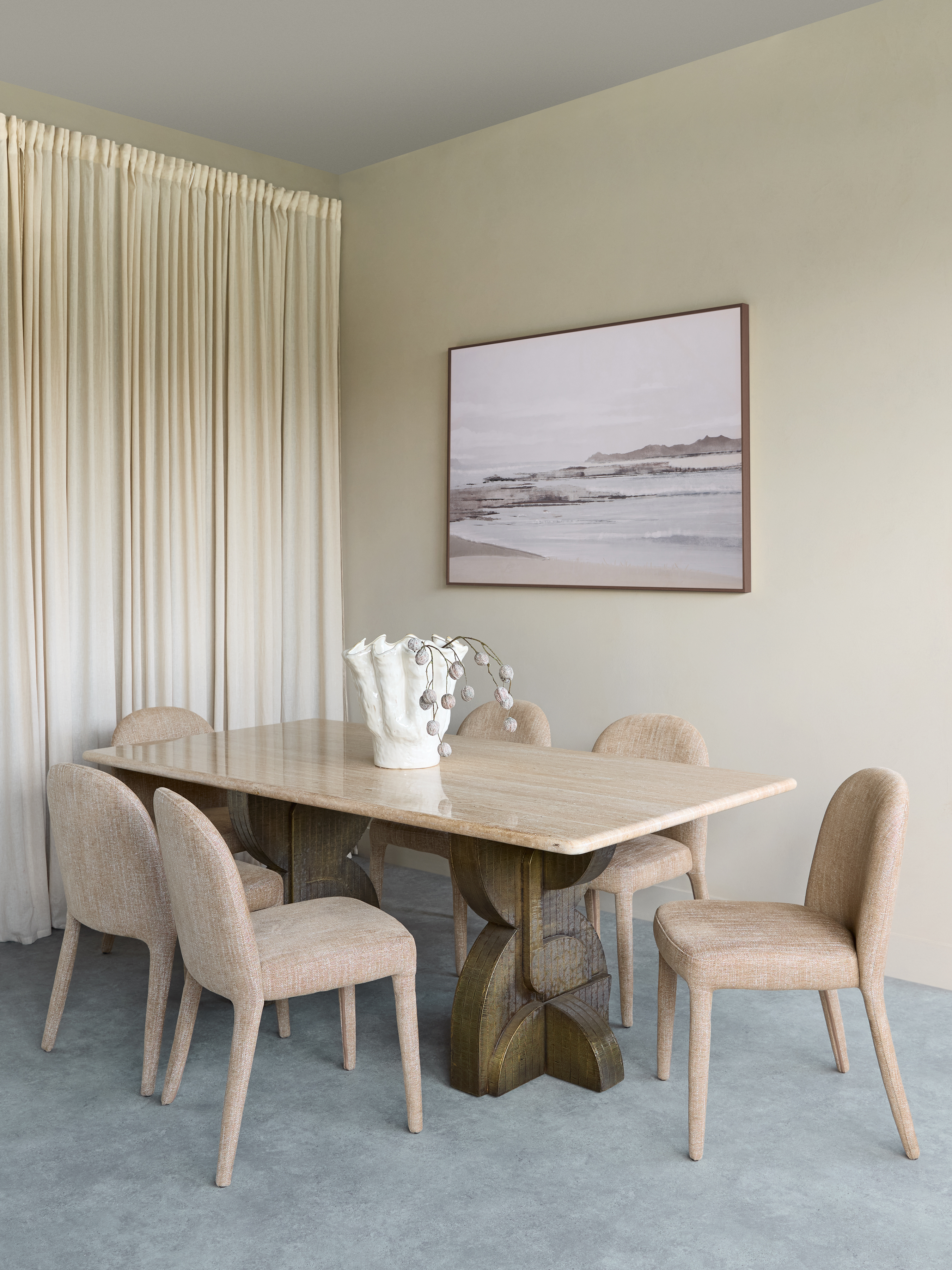 Kelsie Travertine Dining Table