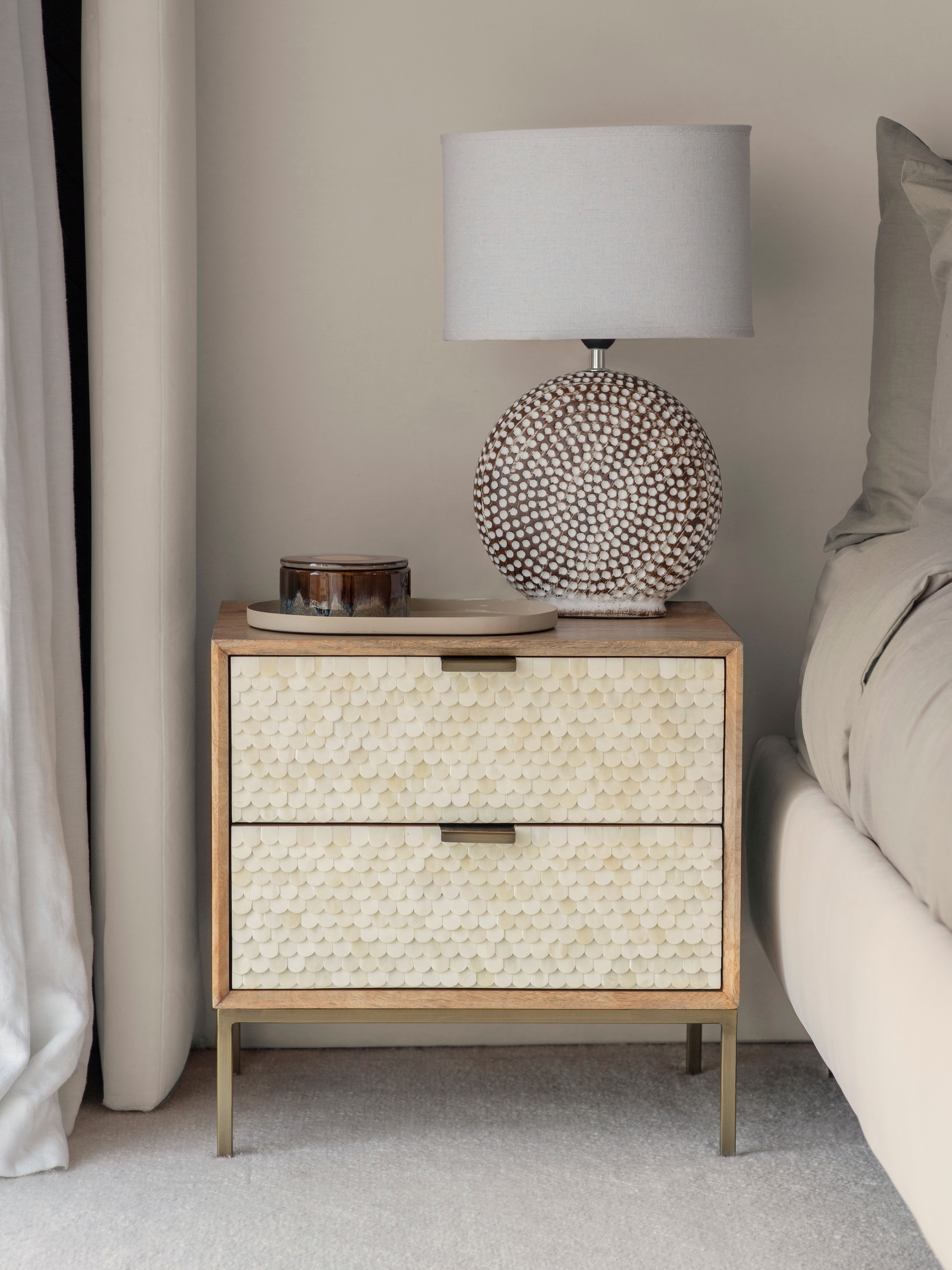 Nerida Bone Inlay Bedside Table