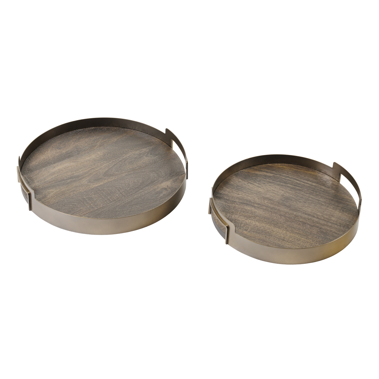 Shibui Mango Wood & Smoked Gold Trays Set of 2