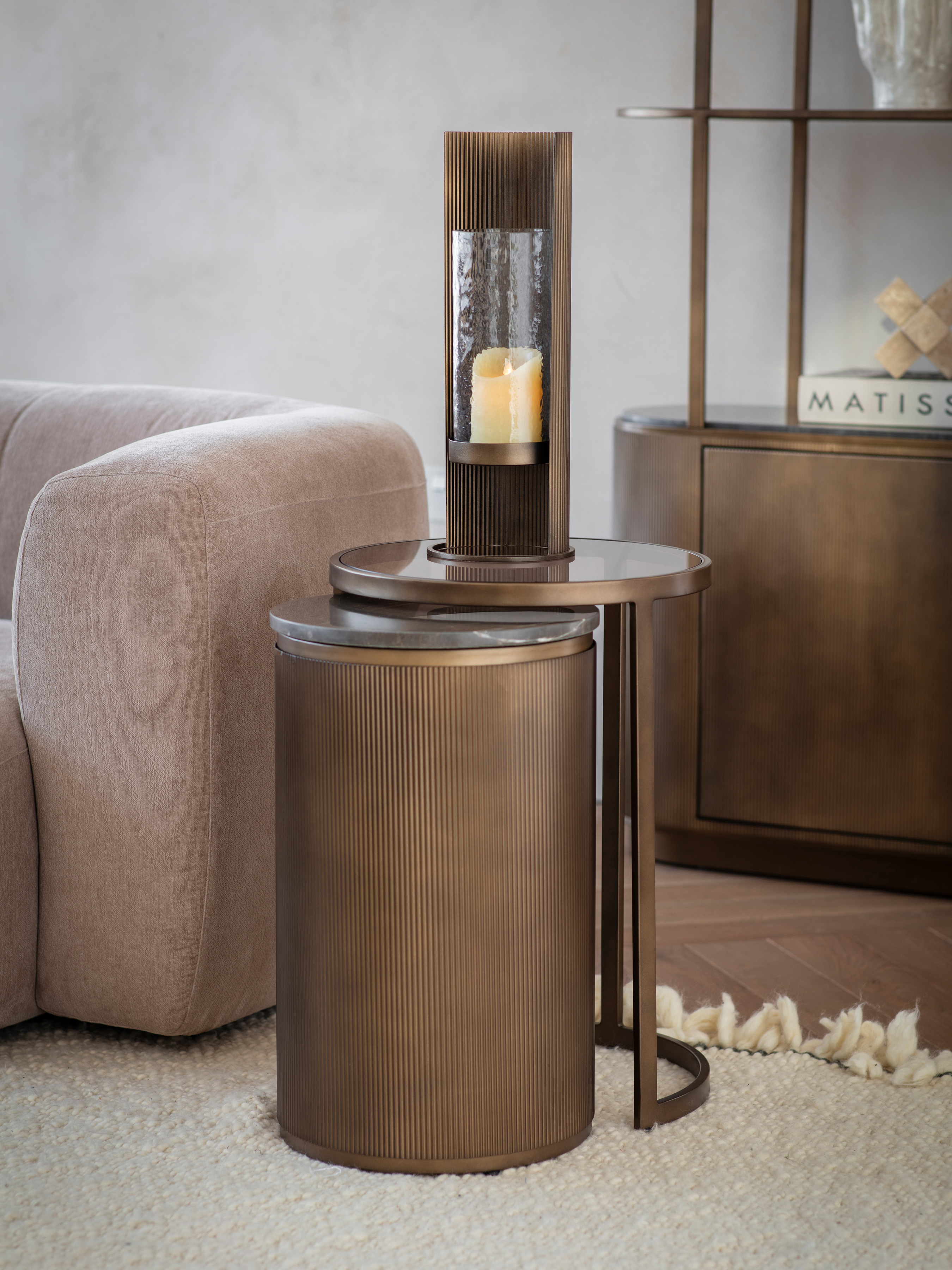 Belvedere Royal Gold Set of 2 Nesting Side Tables