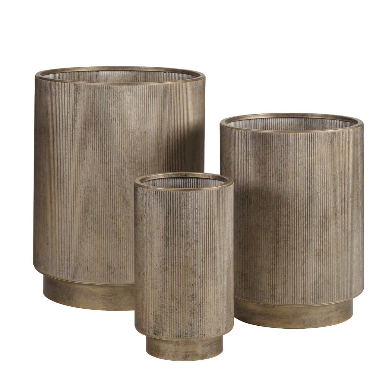 Belvet Aged Gold Set of 3 Floor Planters by Ora Designs | Style Our Home