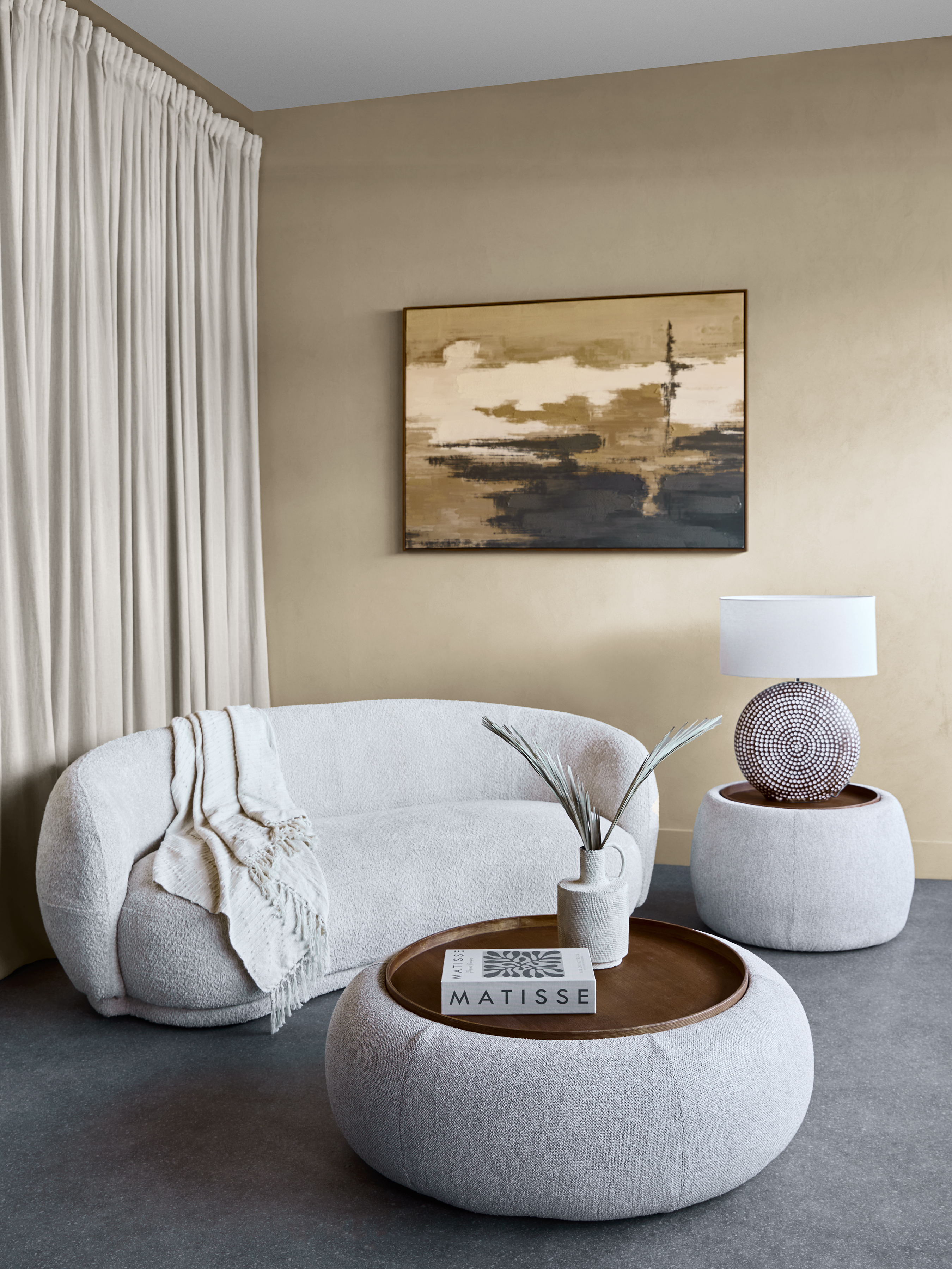 Gensen Ottoman in Oatmeal Large 100cm