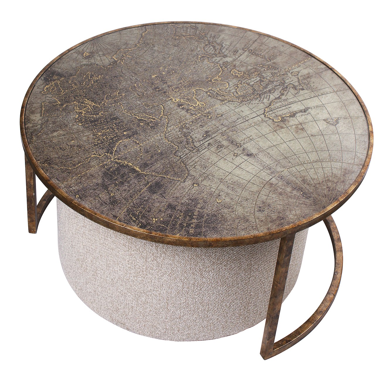 Atlas Coffee Table & Knotted Pouffe