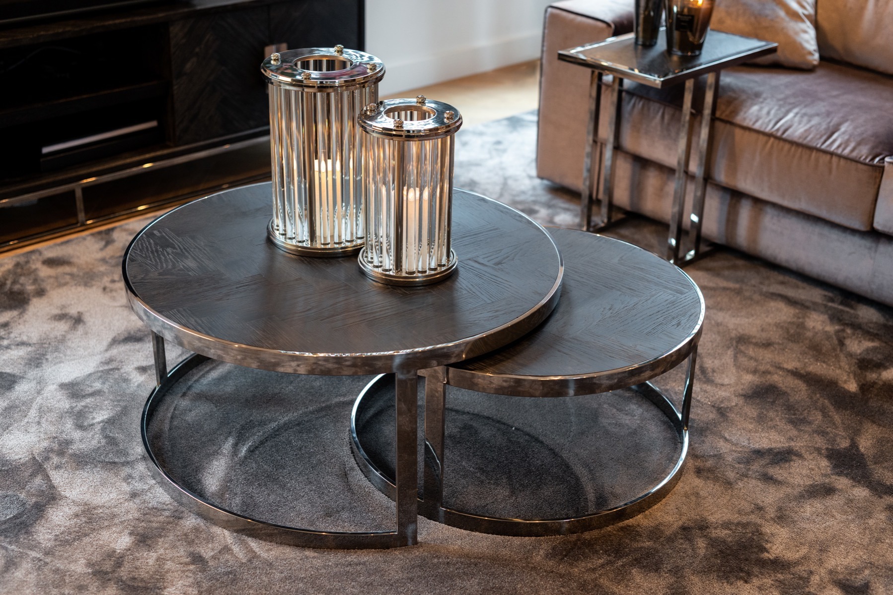 Blackbone SIlver Round Coffee Tables Set of 2 by Richmond Interiors - Style Our Home