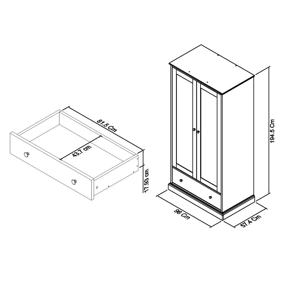 Bentley Designs Ashby Soft Grey Double Wardrobe - Style Our Home